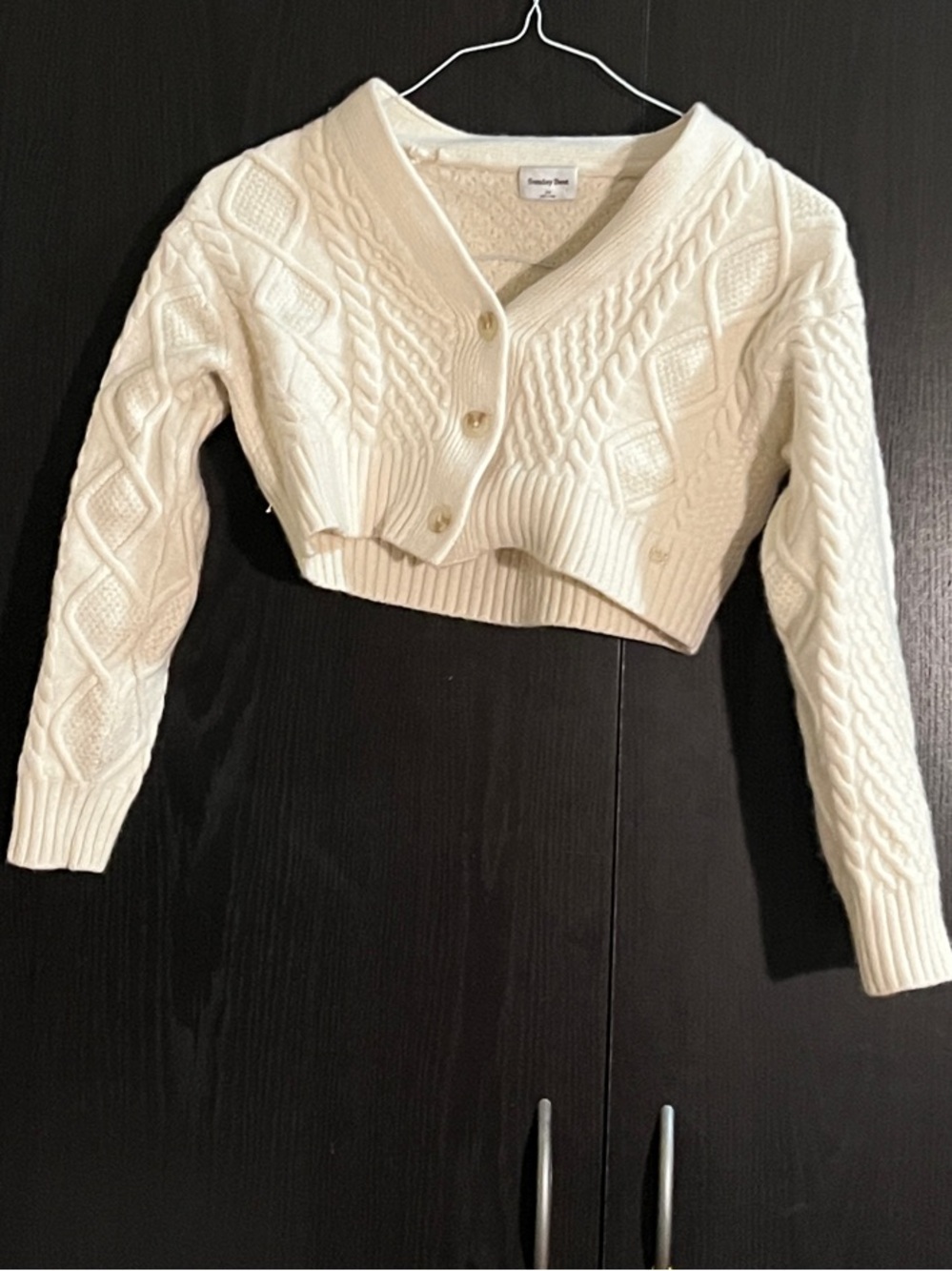 Sunday Best Cream Cable-Knit Cropped Cardigan